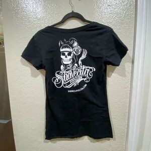 Suavecita black Fitted Short Sleeve T-Shirt with Logo